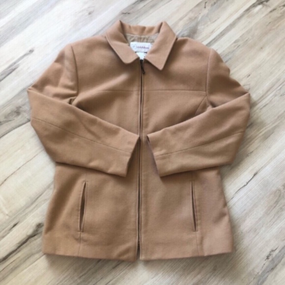 VINTAGE Camel Brown Wool & Cashmere Blend Coat - Picture 8 of 11